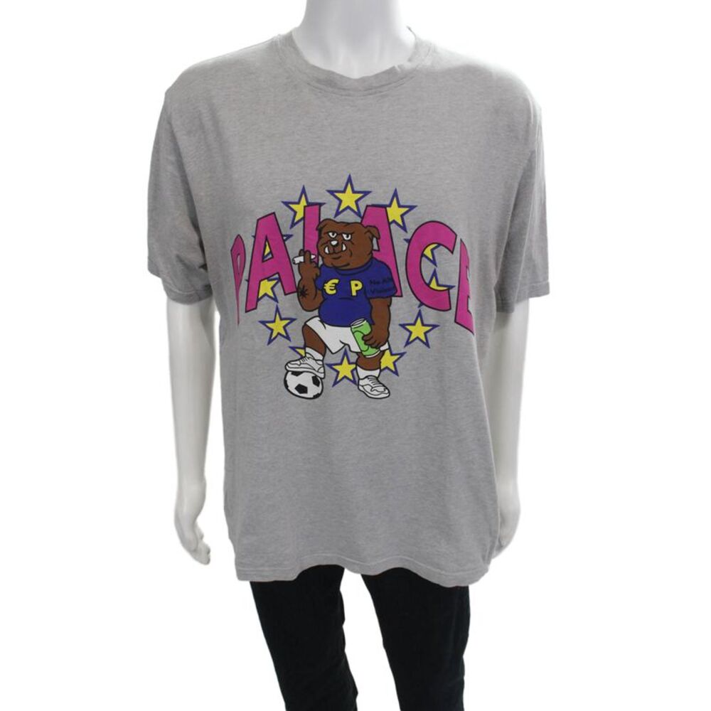 Palace Mens Cartoon Graphic T Shirt Gray Crew Neck Short Sleeve Size XL